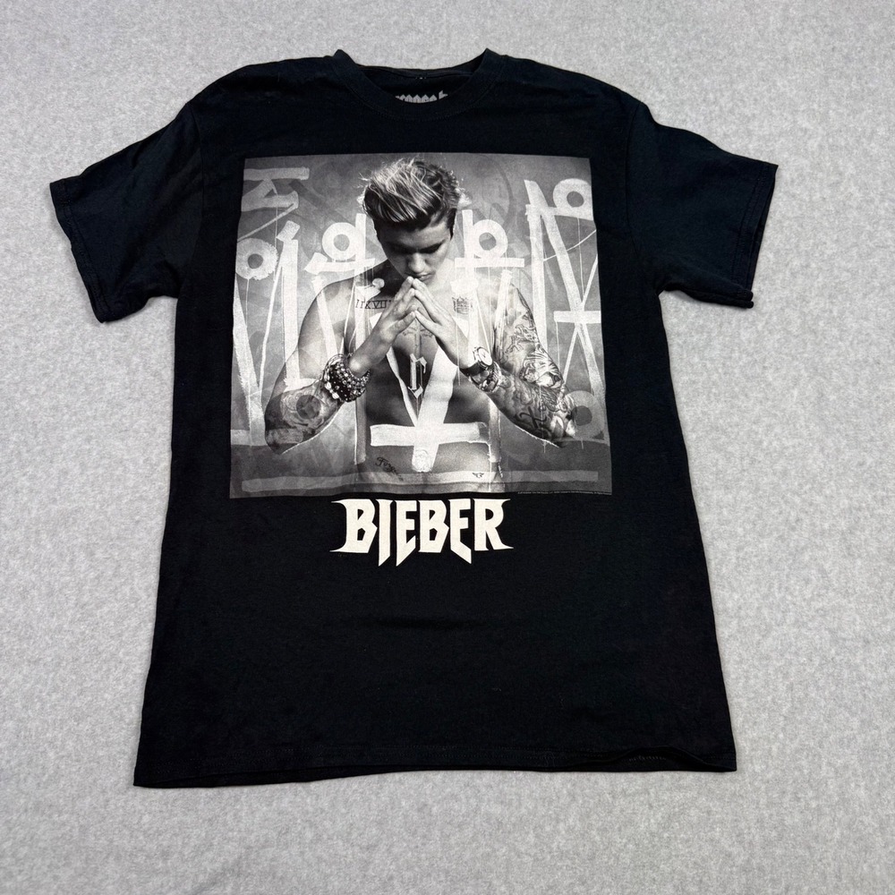 Justin Bieber Purpose Tour Black Graphic T-Shirt Mens Size Medium 2016 Concert